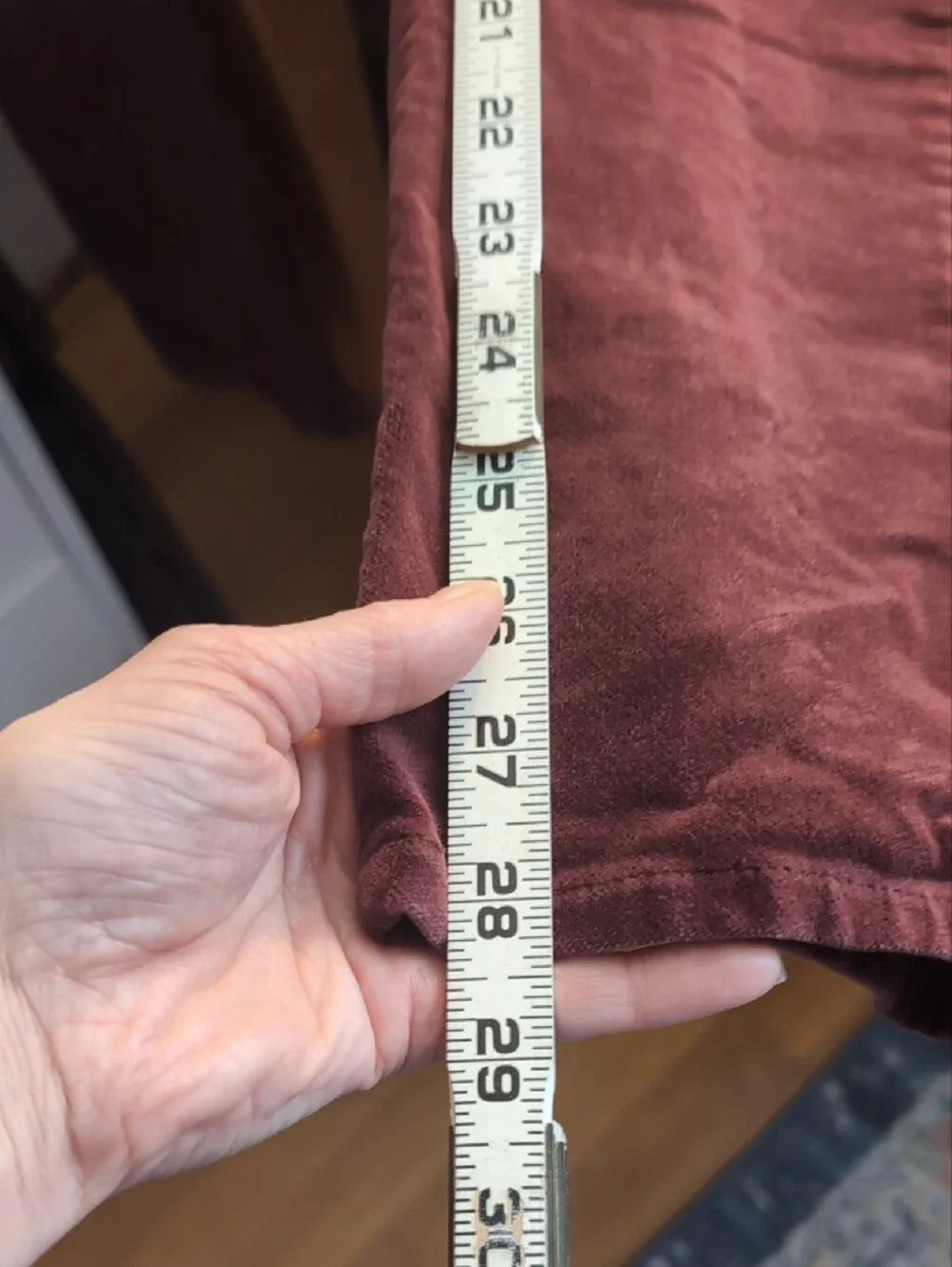 J. Crew Stretch Velvet Pants in Burgundy